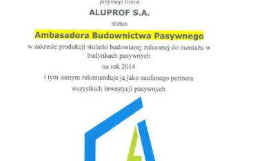 Aluprof Ambasadorem Budownictwa Pasywnego