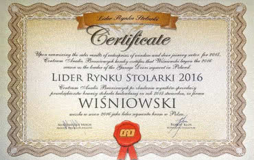 WIŚNIOWSKI Liderem Rynku Stolarki 2016